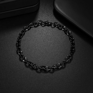 Bracciale a catena cubana nero in acciaio inossidabile da uomo stile hip hop