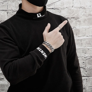 Bracelet chaîne gourmette en argent poli pour hommes avec maillons larges style industriel