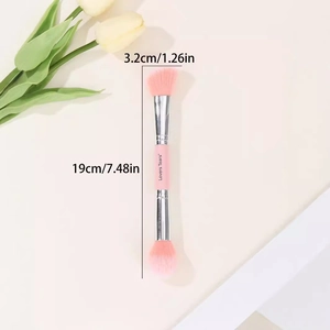 Pink dual-ended makeup brush with dimensions 19cm length and 3.2cm wide brush head