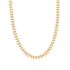 Minimalist 18K gold plated wheat ear link necklace for women with leaf design