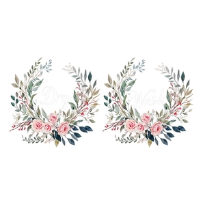 Floral Wash and Dry laundry room wall stickers with pink roses and green leaves decoration