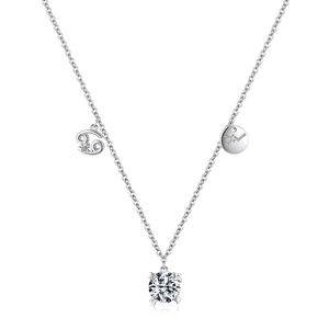 Collana Cancro in argento sterling 925 con zircone e ciondolo inciso con segno zodiacale