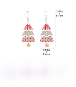 Detailed size specifications for festive acrylic Christmas tree and cat pattern earrings