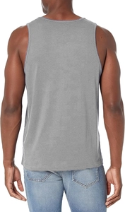 Rear view of men's grey gym vest showing the racerback design and premium cotton fabric