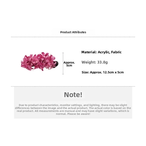Détails de la pince à cheveux fleur en tissu rose en acrylique avec taille de 12,5 cm