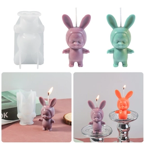 3D Sleeping Baby Silicone Candle Mold Rabbit Ears DIY Handmade Aromatherapy Ornament Home Decor Tool