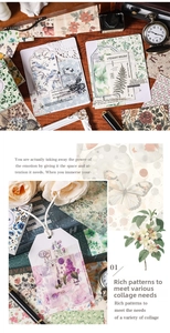 Close-up of vintage floral and botanical scrapbooking paper with 100 non-adhesive sheets