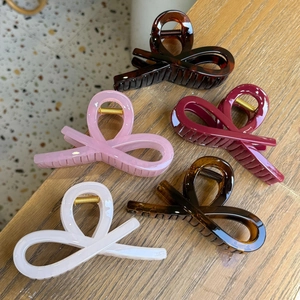 Large Bow Tie Shape Hair Claw Clip Acrylic Resin Infinity Twist Shark Clip Elegant Hair Styling Accessory For Women