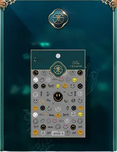Detail der TS-439 Nagelsticker mit Mr. Smile Icons und gelben Smiley-Gesicht-Designs