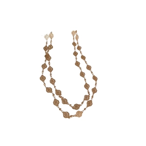 Elegant gold multi-layer necklace with geometric rhombic patterns for women
