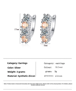 Detail view of silver zircon hoop earrings with dimensions 17mm height and 5mm width