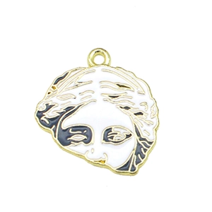 Artistic classical statue enamel pendant in gold finish for DIY vintage necklaces