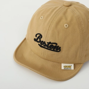 Khaki cotton kids baseball cap with Boston embroidery and soft brim for spring