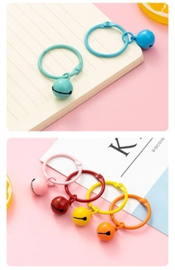 Colorful metal binder rings with matching bells in various candy colors for DIY keychains