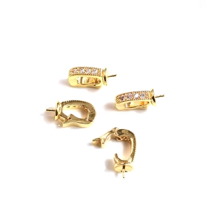 14k gold-filled jewelry clasp with micro-set zircon stones on a white background
