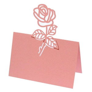 Elegant Rose Hollow Place Cards Pearlescent Paper Laser Cut Foldable Table Name Cards For Wedding Party Banquet Event