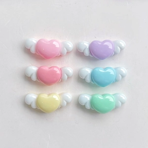Colorful resin heart wings for DIY phone cases and hair clip crafting accessories