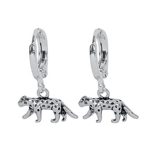 Retro S925 silver cheetah hoop earrings with realistic 3D leopard design for women