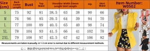Tableau des tailles détaillé pour ensemble veste et jupe ajustée avec mesures précises