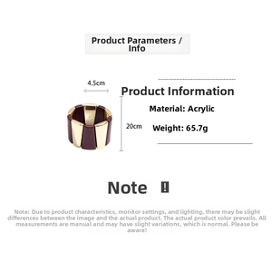 Macro detail of elastic acrylic bracelet with 4.5cm width and burgundy gold panels