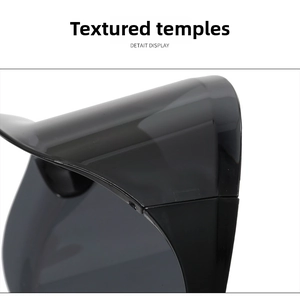 Macro detail of glossy black sunglass temples showing premium smooth finish and texture