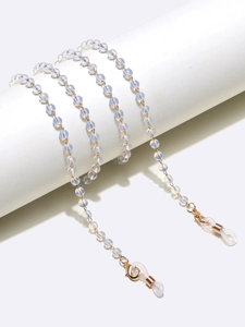 Beaded Glasses Chain Mask Lanyard Metal Link Opalite Beads Anti Slip Adjustable Holder For Women
