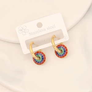 Bohemian colorful floral pattern earrings in gold-plated stainless steel for women
