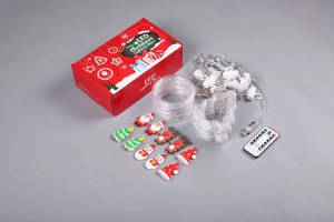 Detailed set of Christmas LED string lights with remote control and festive pendants