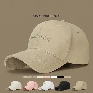 Wonderful Letter Embroidery Washed Cotton Baseball Cap Adjustable Metal Buckle Casual Fashion Sporty Sun Hat