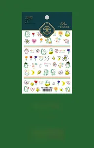 Detail of TS-729 nail stickers featuring colorful cartoon dinosaurs and floral patterns