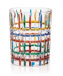 Italian style hand-painted colorful geometric crystal glass for whisky and water