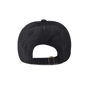Close-up of the back view of cotton baseball cap with adjustable metal buckle