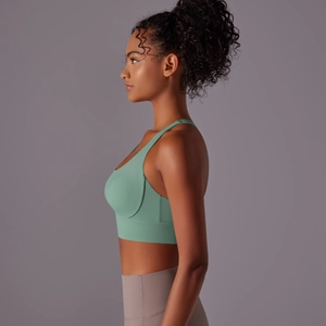 Reggiseno sportivo spazzolato con schiena incrociata e leggings da yoga a vita alta opachi