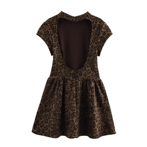 Sexy rückenfreies Minikleid mit Leopardenmuster und ärmellosem Design für Damen