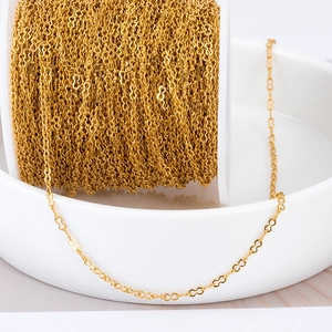 Polished gold-plated stainless steel double-loop chain links for DIY jewelry making