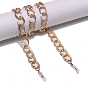 Gold Aluminum Glasses Chain Anti Slip Eyewear Strap Metal Spiral Textured Thick Holder Necklace For Sunglasses