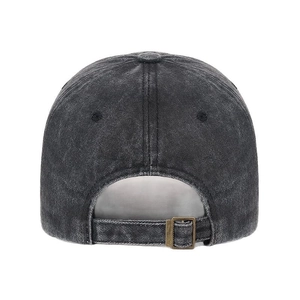 Berretto da baseball in denim lavato grigio scuro regolabile con fibbia in metallo