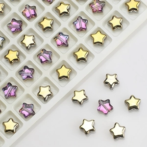 Macro view of 8mm star shaped crystal glass beads for DIY jewelry making and crafts