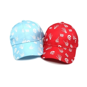 Hip hop baseball cap with blue and red skeleton skull boo prints for men and women