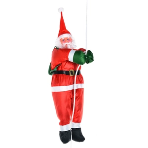 Climbing Santa Claus hanging decoration on white rope for festive Christmas tree ornament