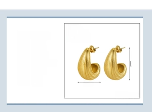 Detailed specs of geometric hollow earrings in 18K gold plated stainless steel