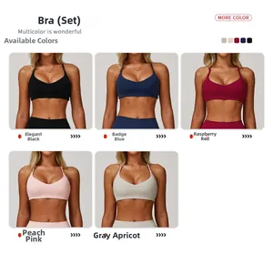 Set reggiseno sportivo con scollo a V e leggings disponibile in cinque colori