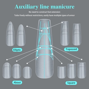 Professional matte gray nail tips with scale lines in multiple shapes for extensions