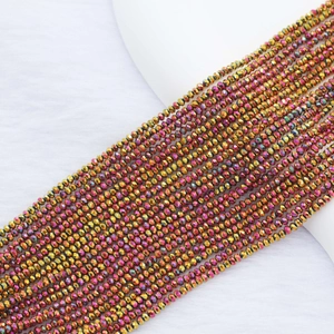 Strands of 2mm multi-colored faceted crystal beads with metallic plated finish for DIY jewelry