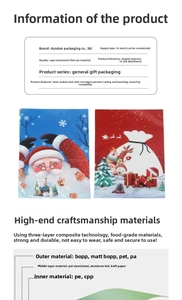 Detail of Christmas gift bag material layers showing the BOPP and aluminum foil structure