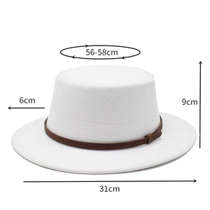 Dimensions du chapeau de paille blanc avec 56-58cm de tour et bord de 6cm