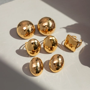 18k gold plated stainless steel jewelry set featuring hammered texture geometric designs