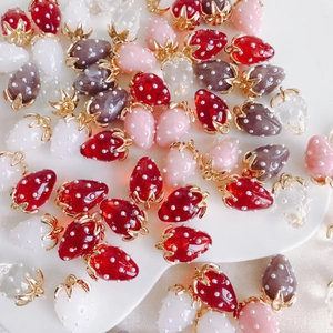 Resin Strawberry Charms Pendants With Alloy Loop For DIY Jewelry Making Earrings Necklace Crafting Summer Fruit Style