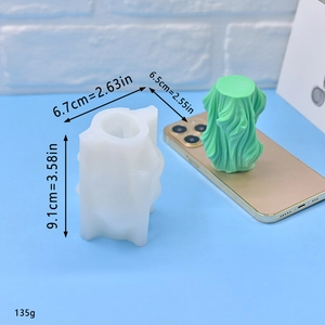 Spiral geometric silicone mold for DIY candles and soaps with product dimensions shown