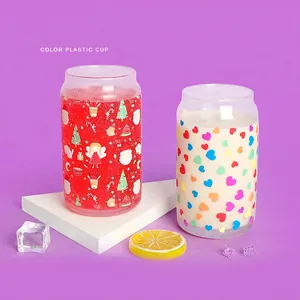 Cold-activated color changing glass can with Christmas and heart pattern designs
